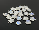 10 Pcs / 11 Pcs Rainbow Moonstone Connectors, Gemstone Connectors, Silver Plated Jewelry Findings, Jewelry Supplies, 20x15mm - 22x15.5mm