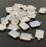 10 Pcs/13 Pcs Rainbow Moonstone Charms, Gemstone Charms, Silver Plated Jewelry Findings, Jewelry Supplies, 17.5x11mm - 19x12mm