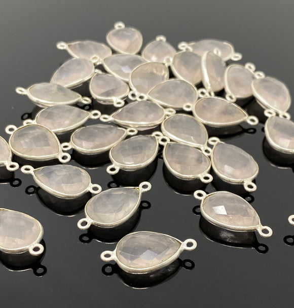 8 Pcs Rose Quartz Connector, Gemstone Connectors, Wholesale Bulk Jewelry Supplies, 21x11mm - 22x11.5mm