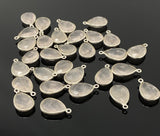 10 Pcs Rose Quartz Charms, Silver Plated Gemstone Charms, Wholesale Bulk Jewelry Supplies, 18x11mm - 19x11mm