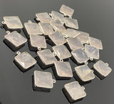 5 Pcs Rose Quartz Charms, Silver Plated Gemstone Charms, Wholesale Bulk Jewelry Supplies, 18x15mm - 19x16mm