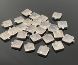 5 Pcs Rose Quartz Charms, Silver Plated Gemstone Charms, Wholesale Bulk Jewelry Supplies, 18x15mm - 19x16mm