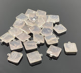 5 Pcs Rose Quartz Charms, Silver Plated Gemstone Charms, Wholesale Bulk Jewelry Supplies, 18x15mm - 19x16mm