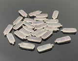 8 Pcs / 10 Pcs Rose Quartz Charms, Silver Plated Gemstone Charms, Wholesale Bulk Jewelry Supplies, 28x10.5mm - 29x11mm
