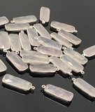 8 Pcs / 10 Pcs Rose Quartz Charms, Silver Plated Gemstone Charms, Wholesale Bulk Jewelry Supplies, 28x10.5mm - 29x11mm