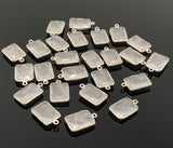 5 Pcs Rose Quartz Charms, Silver Plated Gemstone Charms, Wholesale Bulk Jewelry Supplies, 18x11mm - 19x12mm