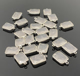 5 Pcs Rose Quartz Charms, Silver Plated Gemstone Charms, Wholesale Bulk Jewelry Supplies, 18x11mm - 19x12mm