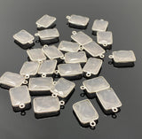 5 Pcs Rose Quartz Charms, Silver Plated Gemstone Charms, Wholesale Bulk Jewelry Supplies, 18x11mm - 19x12mm