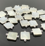10 Pcs / 13 Pcs White Moonstone Connectors, Gemstone Connectors, Silver Plated Jewelry Findings, Jewelry Supplies, 20x14mm - 22x15mm