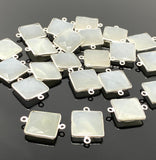 10 Pcs / 13 Pcs White Moonstone Connectors, Gemstone Connectors, Silver Plated Jewelry Findings, Jewelry Supplies, 20x14mm - 22x15mm