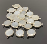 11 Pcs White Moonstone Connectors, Gemstone Connectors, Silver Plated Jewelry Findings, Jewelry Supplies, 21.5mm x15.5mm