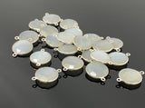 11 Pcs White Moonstone Connectors, Gemstone Connectors, Silver Plated Jewelry Findings, Jewelry Supplies, 21.5mm x15.5mm