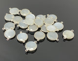 11 Pcs White Moonstone Connectors, Gemstone Connectors, Silver Plated Jewelry Findings, Jewelry Supplies, 21.5mm x15.5mm
