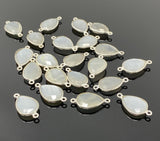 11 Pcs White Moonstone Connectors, Gemstone Connectors, Silver Plated Jewelry Findings, Jewelry Supplies, 21.5mm x15.5mm