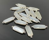 White Moonstone Connector Bar, Chakra Jewelry Connector, Spiritual Healing Gemstone Links, Silver Plated Jewelry Findings - 8Pcs