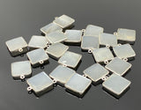 11 Pcs White Moonstone Charms, Gemstone Charms, Silver Plated Jewelry Findings, Jewelry Supplies, 18x15mm - 19x16mm