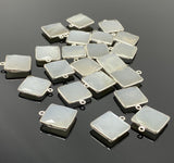 11 Pcs White Moonstone Charms, Gemstone Charms, Silver Plated Jewelry Findings, Jewelry Supplies, 18x15mm - 19x16mm