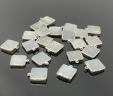 11 Pcs White Moonstone Charms, Gemstone Charms, Silver Plated Jewelry Findings, Jewelry Supplies, 18x15mm - 19x16mm