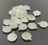 11 Pcs White Moonstone Charms, Gemstone Charms, Silver Plated Jewelry Findings, Jewelry Supplies, 18x15mm - 18.5x15.5mm
