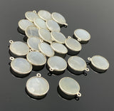 11 Pcs White Moonstone Charms, Gemstone Charms, Silver Plated Jewelry Findings, Jewelry Supplies, 18x15mm - 18.5x15.5mm
