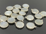 11 Pcs White Moonstone Charms, Gemstone Charms, Silver Plated Jewelry Findings, Jewelry Supplies, 18x15mm - 18.5x15.5mm