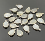 10 Pcs White Moonstone Charms, Gemstone Charms, Silver Plated Jewelry Findings, Jewelry Supplies, 18x11mm - 18.5x11.5mm