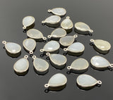 10 Pcs White Moonstone Charms, Gemstone Charms, Silver Plated Jewelry Findings, Jewelry Supplies, 18x11mm - 18.5x11.5mm