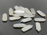 9 Pcs White Moonstone Charms, Bar Gemstone Charms, Silver Plated Jewelry Findings, Jewelry Supplies, 28x10mm - 29x11mm