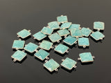 6 Pcs Peruvian Amazonite Gemstone Connector, Silver Plated Briolette Connectors, Jewelry Supplies, Wholesale Jewelry Findings