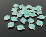 13 Pcs Peruvian Amazonite Gemstone Connector, Silver Plated Briolette Connectors, Jewelry Supplies, Wholesale Jewelry Findings