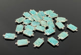7Pcs / 10 Pcs Peruvian Amazonite Gemstone Connector, Silver Plated Briolette Connectors, Jewelry Supplies, Wholesale Jewelry Findings