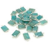 7Pcs / 10 Pcs Peruvian Amazonite Gemstone Connector, Silver Plated Briolette Connectors, Jewelry Supplies, Wholesale Jewelry Findings