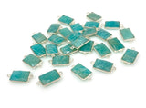 7Pcs / 10 Pcs Peruvian Amazonite Gemstone Connector, Silver Plated Briolette Connectors, Jewelry Supplies, Wholesale Jewelry Findings
