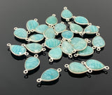 5 Pcs Peruvian Amazonite Gemstone Connector, Silver Plated Briolette Connectors, Jewelry Supplies, Wholesale Jewelry Findings