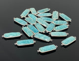 10 Pcs /13 Pcs Peruvian Amazonite Bar Gemstone Connector, Silver Plated Briolette Connectors, Jewelry Supplies, Wholesale Jewelry Findings
