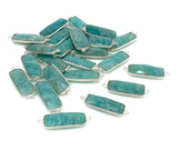 10 Pcs /13 Pcs Peruvian Amazonite Bar Gemstone Connector, Silver Plated Briolette Connectors, Jewelry Supplies, Wholesale Jewelry Findings