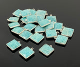 6 Pcs Natural Amazonite Gemstone Charms, Silver Plated Charms, Bulk Jewelry Supplies, Wholesale Jewelry Findings