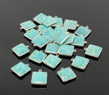 6 Pcs Natural Amazonite Gemstone Charms, Silver Plated Charms, Bulk Jewelry Supplies, Wholesale Jewelry Findings