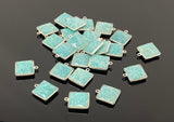 6 Pcs Natural Amazonite Gemstone Charms, Silver Plated Charms, Bulk Jewelry Supplies, Wholesale Jewelry Findings