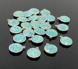 Natural Amazonite Gemstone Charms, Silver Plated Charms, Bulk Jewelry Supplies, Wholesale Jewelry Findings, 6 Pcs Lot