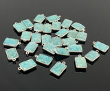 9 Pcs/ 10Pcs Natural Amazonite Gemstone Charms, Silver Plated Charms, Bulk Jewelry Supplies, Wholesale Jewelry Findings