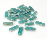 5 Pcs Natural Amazonite Gemstone Charms, Silver Plated Charms, Bulk Jewelry Supplies, Wholesale Jewelry Findings