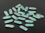 5 Pcs Natural Amazonite Gemstone Charms, Silver Plated Charms, Bulk Jewelry Supplies, Wholesale Jewelry Findings