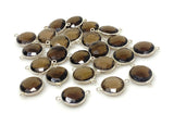 6 Pcs Smokey Quartz Connectors, Silver Plated Gemstone Connectors, Wholesale Jewelry Findings forJewelry Making, Bulk Charms