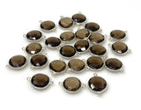 6 Pcs Smokey Quartz Connectors, Silver Plated Gemstone Connectors, Wholesale Jewelry Findings forJewelry Making, Bulk Charms