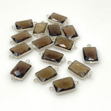 5 Pcs Smokey Quartz Connectors, Silver Plated Gemstone Connectors, Wholesale Jewelry Findings forJewelry Making, Bulk Charms
