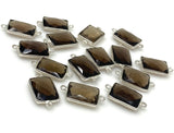 5 Pcs Smokey Quartz Connectors, Silver Plated Gemstone Connectors, Wholesale Jewelry Findings forJewelry Making, Bulk Charms