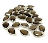 6Pcs/ 10Pcs Smokey Quartz Connectors, Silver Plated Gemstone Connectors, Wholesale Jewelry Findings forJewelry Making, Bulk Charms