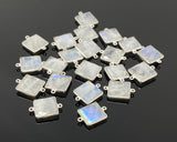 10 Pcs / 11 Pcs Rainbow Moonstone Connectors, Gemstone Connectors, Silver Plated Jewelry Findings, Jewelry Supplies, 20x15mm - 22x15.5mm