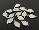 7 Pcs Rainbow Moonstone Connectors, Gemstone Connectors, Silver Plated Jewelry Findings, Jewelry Supplies, 21x11mm - 22x11.5mm